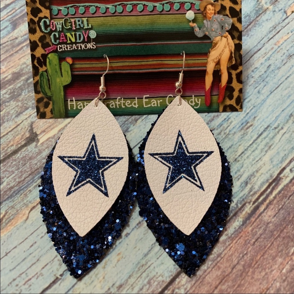 Cowboy Star Genuine Leather Handcrafted Earrings